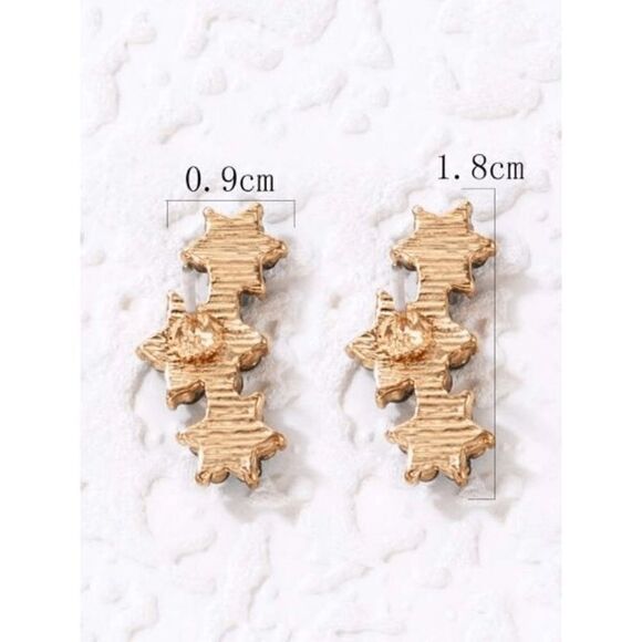 GOLD EMERALD FLOWER EAR CRAWLER STUD EARRINGS - Picture 3 of 5